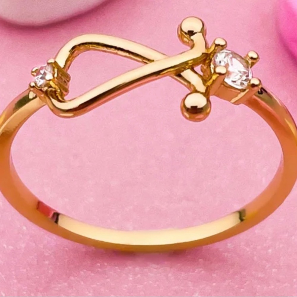 Gold Tone Stethoscope Ring With CZ Gemstone